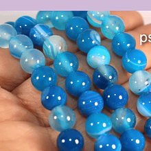 Agatas, Agata lisa de 8 mm, en tonos azules, tira de 48 piedras aprox