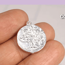 Colgante árbol de la vida, baño de plata, 28 mm x 1 mm de grosor, por unidad