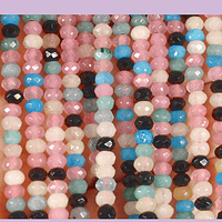 Agatas, Agata rondell multicolor de 4 mm, tira de 115 piedras aprox