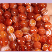 Agatas, Agata facetada en tonos naranja de 8 mm, tira de 46 piedras apróx
