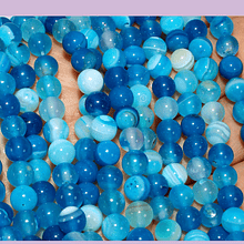 Agatas, Agata lisa de 6 mm, en tonos azules y celestes, tira de 63 piedras aprox