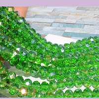 Cristal facetado de 8 mm, en color verde tornasol tira de 68 cristales aprox