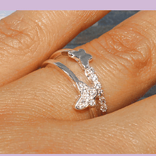 Anillo baño de plata y zirconia, doble, ajustable, n°16, 17.8 mm, por unidad