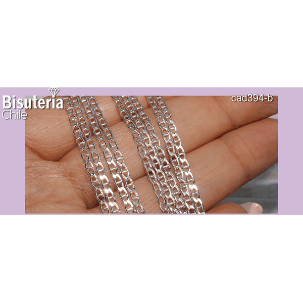 Cadena baño de plata, 5 x 2 mm, por medio metro (50 cm)