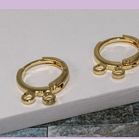 Base de aro baño de oro, con dos argollas, 11 mm de diámetro, por par