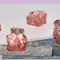 Cristal tipo separador en forma de oso, color rosado, 13 x 11 mm, set de 4 unidades