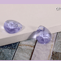 Cristal gota, 12 x 10 color lila, con agujero para colgar, set de dos unidades