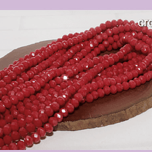 Cristal rojo 4 mm, tira de 125 cristales aprox, rojo medio