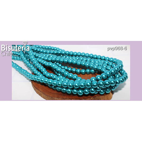 imitación perla 6 mm color calipso, tira de 142 perlas