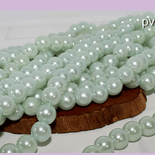 Perla Fantasía 8 mm, en color verde agua, tira de 110 perlas aprox
