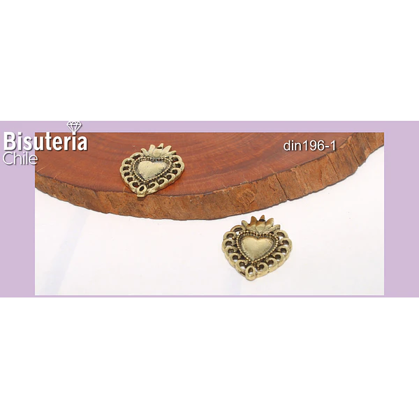 Dije dorado corazón detente, 20 x 15 mm, set de 2 unidades.