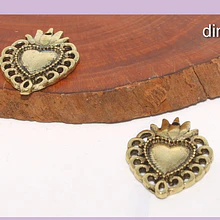 Dije dorado corazón detente, 20 x 15 mm, set de 2 unidades.
