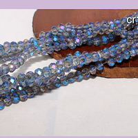 Cristal facetado gris tornasol con brillos azules de 3 mm x 2 mm, tira de 125 cristales aprox.