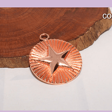 Colgante baño de cobre con estrella, 24 mm de diámetro, 1 mm de grosor, por unidad