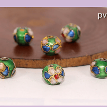 Perla española 8 mm en tonos verde, set de 6unidades