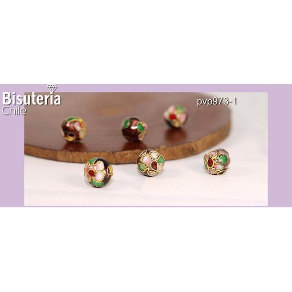 Perla española 8 mm en tonos burdeo, set de 6 unidades