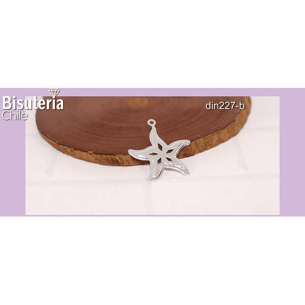 Colgante estrella baño de plata, 23 mm, por unidad