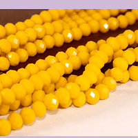 Cristal facetado en color amarillo de 6 mm, tira de 90 cristales aprox