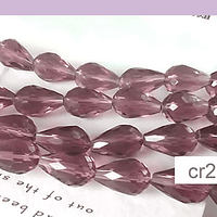 Cristal en forma de gota, color ciruela, 15 mm por 12 mm, 10 cristales