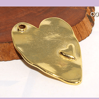 Colgante baño de oro corazón, 38 x 23 mm, por unidad