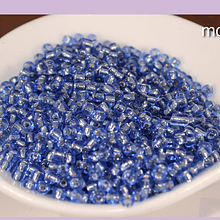 mostacilla azulino cristal de 8/0 (3mm), set de 50 grs