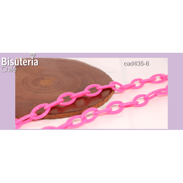 Cadena de plástico fucsia eslabón de 12 x 7 mm, tira de 50 cm, set de 2 unidades