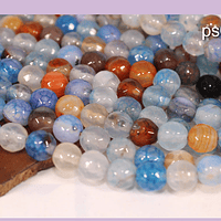 Agatas, Agata multicolor en 6 mm, tira de 62 piedras aprox