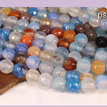 Agatas, Agata multicolor en 6 mm, tira de 62 piedras aprox