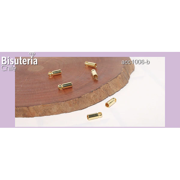 Terminal baño de oro, 7 x 2 mm, agujero de 1,5mm, set de 6 unidades