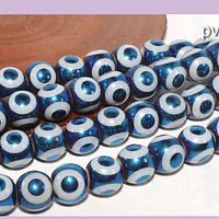 Separador ojo turco color azul, perla de vidrio de 8 mm, set de 14 perlas