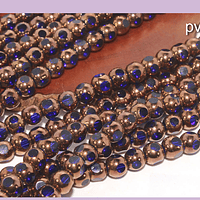 vidrio color azul con cobre, 4 mm, tira de 80 perlas aprox.