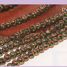 vidrio color verde con cobre, 4 mm, tira de 80 perlas aprox.