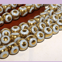 Separador ojo turco dorado, perla de vidrio de 8 mm, set de 14 perlas