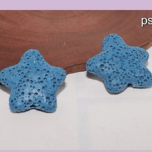 Volcánica en forma de estrella, separador con agujero de 1,8 mm, 21 mm de diámetro color azul, por par