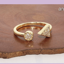 Anillo  con zirconia y baño de oro, ajustable, 18 mm interior, N°17 