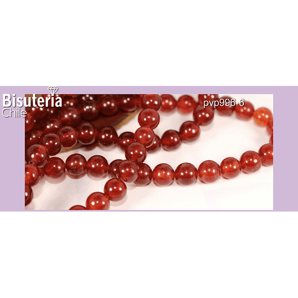 Perla de vidrio café de 6 mm, tira de 72 perlas aprox