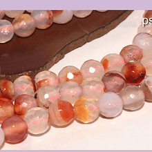 Agatas, Agata en tonos rosa y café  en 6 mm, tira de 62 piedras aprox