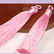 Borla gruesa 1 era calidad, de hilo de seda color rosado, 7 cm de largo, set de 2 unidades