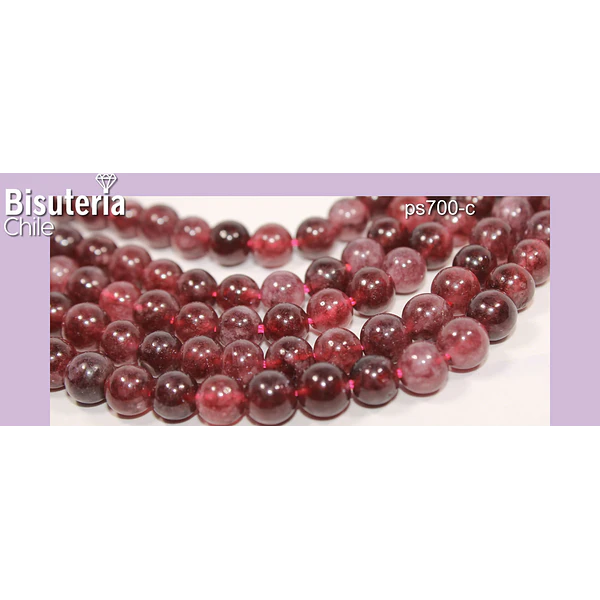 Granate de 8 mm, tira de 45  piedras aprox