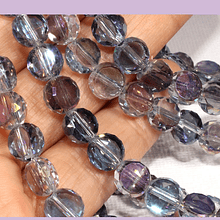 Cristal facetado plano, de 8 x 4,5 mm, agujero de 1,5 mm, color traslúcido violeta, set de 18 unidades