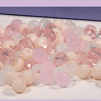 Cristal facetado de 6 mm, multicolor en tonos rosa y crema, set de 100, cristales