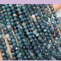 agatas, agata facetada azul petroleo, en 4 mm, tira de 88 piedras aprox