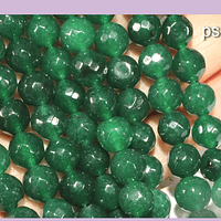 Agatas, Agata facetada en tonosverdes de 8 mm, tira de 44 piedras apróx