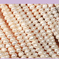 Perla de río rondell de 5,2 mm, excelente calidad, tira de 100 perlas aprox.