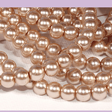 imitación perla 6mm, o perla fantasia beige, tira de 143 perlas