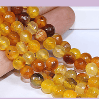 Agatas, Agata en tonos amarillos y naranjas claros en 6 mm, facetada, tira de 61 piedras aprox.