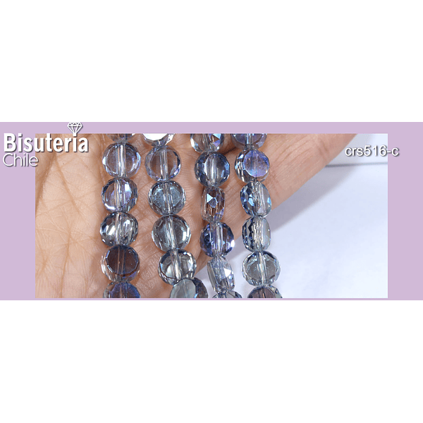 Cristal facetado plano, de 8 x 4,5 mm, agujero de 1,5 mm, color gris, set de 18 unidades