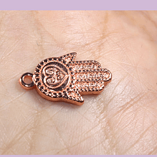 Dije mano de hamsa, baño de cobre, 20 x 13 mm, por unidad