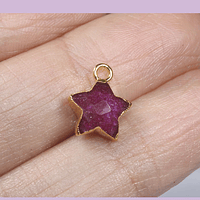Colgante estrella con piedra Ruby con orilla baño de oro 18 k, 10 mm, importado de la India,  por unidad