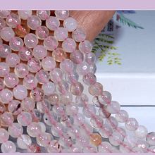 agatas, agata facetada en rosado claro, en 4 mm, tira de 90 piedras aprox